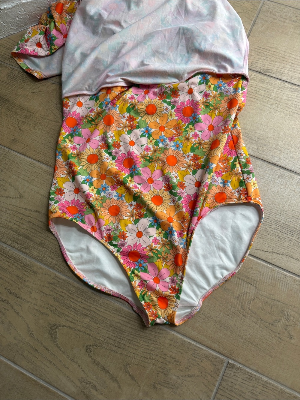 Lime Ricki Floral swim dress - White, Pink & Orange Trim - Picture 4 of 4